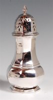 Lot 122 - A silver sugar caster, of octagonal baluster...
