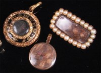 Lot 185 - Three early 19th century mourning pendants and...