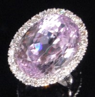 Lot 190 - A contemporary 18ct white gold kunzite and...