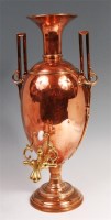 Lot 266 - A Victorian copper and brass pedestal samovar,...