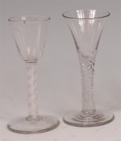 Lot 1161 - An 18th century wine glass, having round...