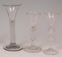 Lot 1162 - An 18th century wine glass, with bell shaped...