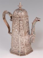 Lot 1190 - An early Victorian Irish silver coffee pot, in...