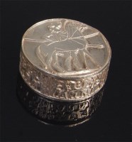 Lot 1193 - A Russian silver pill box, of circular form,...