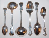 Lot 1202 - An early Victorian silver part cutlery suite,...