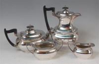 Lot 1204 - A Walker & Hall silver four piece tea and...