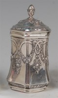 Lot 1211 - A circa 1900 continental silver tea canister,...