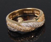 Lot 1239 - A modern ladies 14ct gold two-tone diamond...