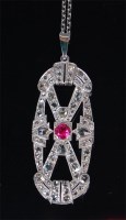 Lot 1254 - A 19th century white metal ruby and diamond...