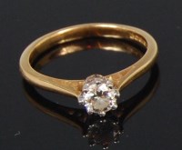 Lot 1255 - A modern ladies 18ct gold diamond solitaire...