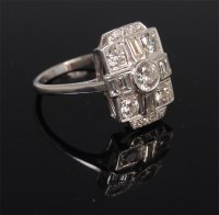 Lot 1297 - A ladies Art Deco 18ct white gold and diamond...