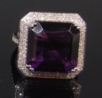 Lot 1308 - A contemporary 14ct white gold amethyst and...