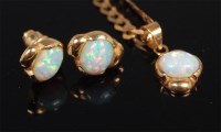 Lot 1313 - A 14ct gold flat curblink necklace with opal...