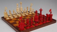 Lot 1339 - A late 19th century English bone chess set, in...