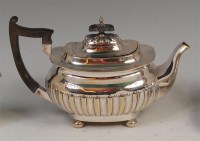 Lot 1206 - A Walker & Hall silver teapot, of half reeded...