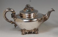 Lot 1208 - A Victorian silver teapot, of squat conical...