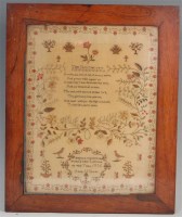 Lot 1384 - A William IV needlework, verse and picture...