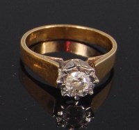 Lot 1259 - A modern ladies 18ct gold diamond solitaire...