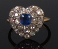 Lot 1278 - A circa 1900 ladies sapphire and diamond ring,...