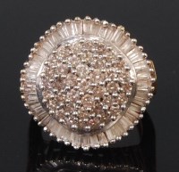 Lot 1306 - A ladies modern 14ct gold diamond cluster ring,...