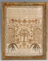 Lot 1382 - A William IV needlework, verse and picture...