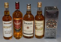 Lot 907 - Five bottles of blended whiskies, being;...