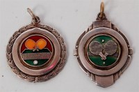 Lot 91 - Two white metal railways table tennis medals