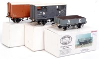 Lot 324 - 3 Parkside Dundas made up 0 gauge wagon kits,...