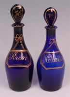 Lot 635 - A pair of Regency Bristol blue glass mallet...