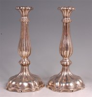 Lot 638 - A pair of Austrian white metal candlesticks,...