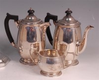 Lot 643 - A Mappin & Webb silver three piece coffee set,...