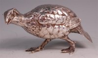 Lot 653 - A George V silver partridge table ornament,...