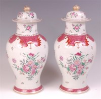 Lot 621 - A pair of circa 1900 famille rose porcelain...