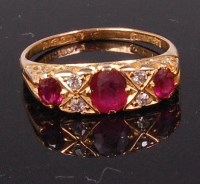 Lot 675 - A George V 18ct gold ruby and diamond dress...