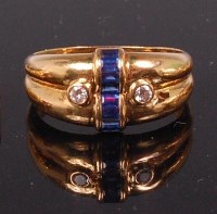 Lot 676 - A ladies 18ct gold sapphire and diamond set...