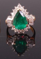 Lot 681 - A contemporary 18ct yellow gold emerald and...