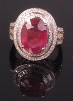 Lot 699 - A contemporary 14ct yellow gold ruby and...