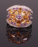 Lot 721 - A contemporary 14ct gold citrine topaz and...