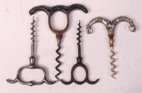 Lot 757 - Four various eyebrow style corkscrews, two...