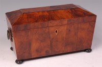 Lot 765 - A 19th century yew wood veneered tea caddy, of...