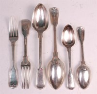 Lot 647 - A 19th century silver harlequin cutlery suite,...