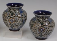 Lot 8 - A pair of Doulton Lambeth glazed stoneware...