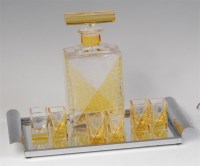 Lot 137 - An Art Deco Czech glass liqueur set,...