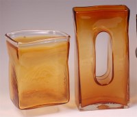 Lot 157 - A 1960s orange tinted art glass vase, of...