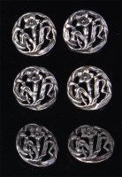 Lot 179 - A set of six Art Nouveau silver buttons, each...