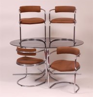 Lot 337 - A 1970s English tubular chrome dining suite,...