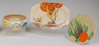 Lot 90 - A 1930s Clarice Cliff Pansies pattern pottery...