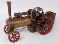 Lot 14 - Approx 1 inch scale brass traction engine with...