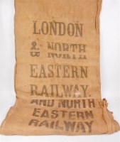Lot 68 - 2 LNER hessian sacks, in need of restoration