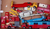 Lot 1744 - Fifteen mixed playworn Corgi, Dinky and French...